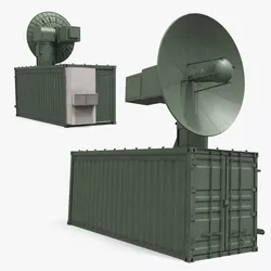 Mobile Radar Container with Parabolic Antenna Green 3D model