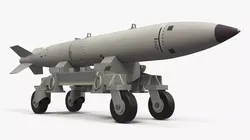Nuclear Aircraft Bomb with Transport Trolley 3D model