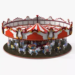 Park Carousel Horses Rigged 3D model