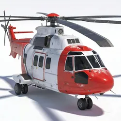 Realistic Rescue Helicopter 3d model Low-poly 3D model
