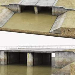 River Channel Spillway Crossing Structure 3D model
