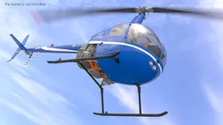 Robinson R-22 Beta II Two-Seat Civil Helicopter Blue Rigged 3D model