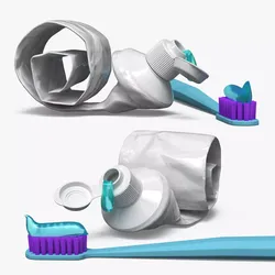 Soft Bristle Toothbrush with Toothpaste Blue 3D model