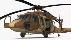 Twin Turbine Military Helicopter with Side Doors Rigged for Maya 3D model