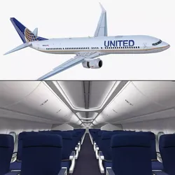 United Airlines Boeing 737-900 with Cabin Rigged for Maya 3D model