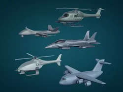 Generic Military Aircraft -- Attack Helicopter Drone Cargo Jet Low-poly 3D model