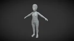 Girl Kid Body Base Mesh  3D Model 1000 Polygons