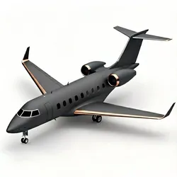 Luxury Matte Black Private Jet 3D Model Low-poly 3D model