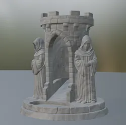 Medieval Dice Tower with Hooded Monks - DnD / RPG Accessory