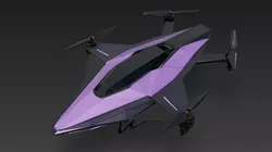 Purple Futuristic Drone Model Low-poly 3D model