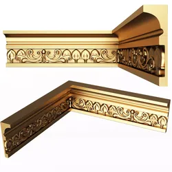 Cornice Decoration Molding 012 90 Degree Low-poly 3D model