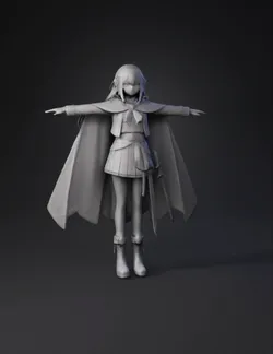 female fantasy character with cape sword boots