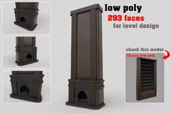 fireplace low poly tall wooden Low-poly 3D model