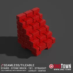 Floor - Stairs - Stone Bricks - Level01 - 1x1 - Straight - Bare Top - Center - 01.1 (SCUFFED) - 3D Modular Dungeon Tile - DnD Town Minis (www.dnd.town)