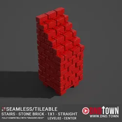 Floor - Stairs - Stone Bricks - Level02 - 1x1 - Straight - Bare Top - Center - 01.1 (SCUFFED) - 3D Modular Dungeon Tile - DnD Town Minis (www.dnd.town)