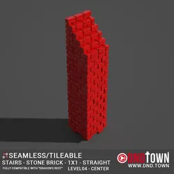 Floor - Stairs - Stone Bricks - Level04 - 1x1 - Straight - Bare Top - Center - 01.1 (SCUFFED) - 3D Modular Dungeon Tile - DnD Town Minis (www.dnd.town)