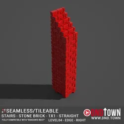Floor - Stairs - Stone Bricks - Level04 - 1x1 - Straight - Bare Top - Edge - RIGHT - 01.1 (SCUFFED) - 3D Modular Dungeon Tile - DnD Town Minis (www.dnd.town)