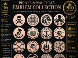 Pirate Icons CNC SVG STL Pack 16 Designs