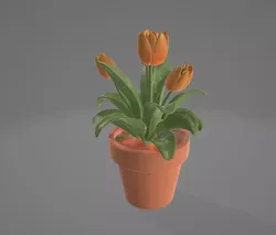 Realistic Potted Flower-3DModel for Interior and Exterior Scenes Low-poly 3D model