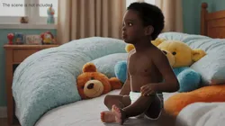 African Baby Boy Wearing Diaper Sitting 3D model