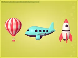 Aircraft - Cartoon Pack -- Rocket - Hot Air Balloon - Airplane  Low-poly 3D model