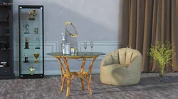 Baseball World Series Trophy on Glass and Bamboo Table 3D model