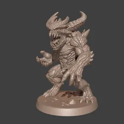 Demonic Monster Miniature - Solid One-Piece Model Without Supports
