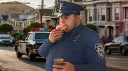 Fat NYPD Cop with Coffee and Donut Fur 3D model