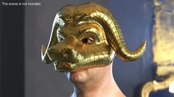 Geometric Bull Head Mask Gold on Head 3D model