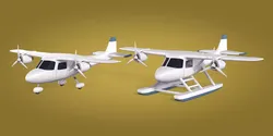 Light Aircraft - Airplane - Plane - Seaplane - Floatplane Low-poly 3D model