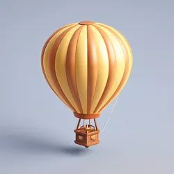 Low Poly Cartoon Hot Air Balloon Low-poly 3D model