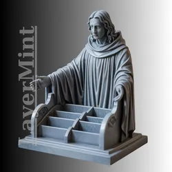 Medieval Monk Desk Organizer – Highly Detailed Historical Sculpture STL File for Functional Desk Storage