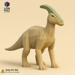 Parasaurolophus cretaceous herbivorous dinosaur with Low Poly style crest