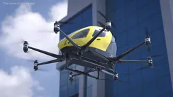 Personal Electric VTOL Aircraft Yellow Rigged 3D model