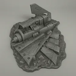 Sci-Fi Spaceship Crash Scene STL Model - Futuristic Wrecked Landing Craft