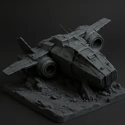 Sci-Fi Spaceship Crash Scene STL Model - Futuristic Wrecked Landing Craft