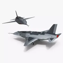 Tactical Stealth Jet with Landing Gear Rigged for Cinema 4D 3D model