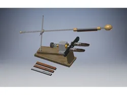 The machine for sharpening of knives with the rotary mechanism. 3D model and drawings for milling on the machine.