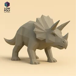 Triceratops herbivorous cretaceous dinosaur with horns and low poly style steering wheel