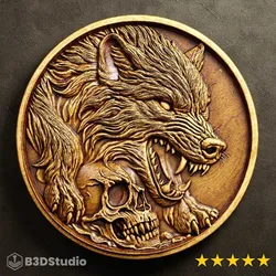 Wolf Relief for CNC Laser and 3D Print STL File and 4K Grayscale TIF - High Detail 3D Model
