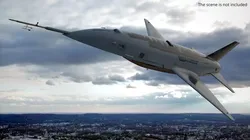 YFQ-44A Armed Fighter Aircraft with Missiles Gunmetal Grey 3D model
