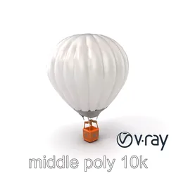 Futuristic Metallic Hot Air Balloon model pack Low-poly 3D model
