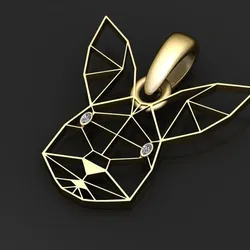 geometric rabbit head pendant 3D printable model