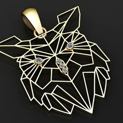 geometric wolf pendant 3D printable model