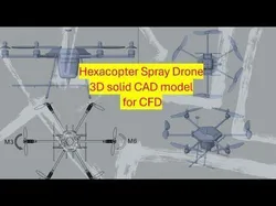 Hexacopter Spray drone solid CAD for CFD 3D model