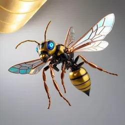 Mechanical Yellow Jacket Wasp Low-poly 3D model