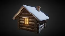 Snowy Wooden Hut