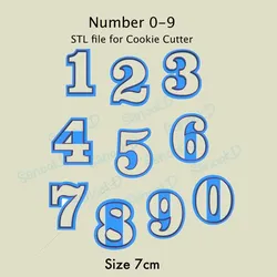 Number 0-9  Size 7cm STL file for Cookie Cutter