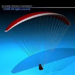 Paraglider paragliding with parachute 3D model