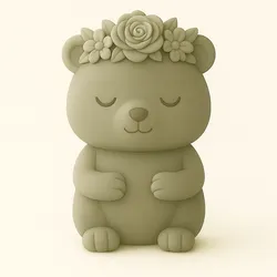 Peaceful Bear with Flower Crown – 3D Printable STL Model